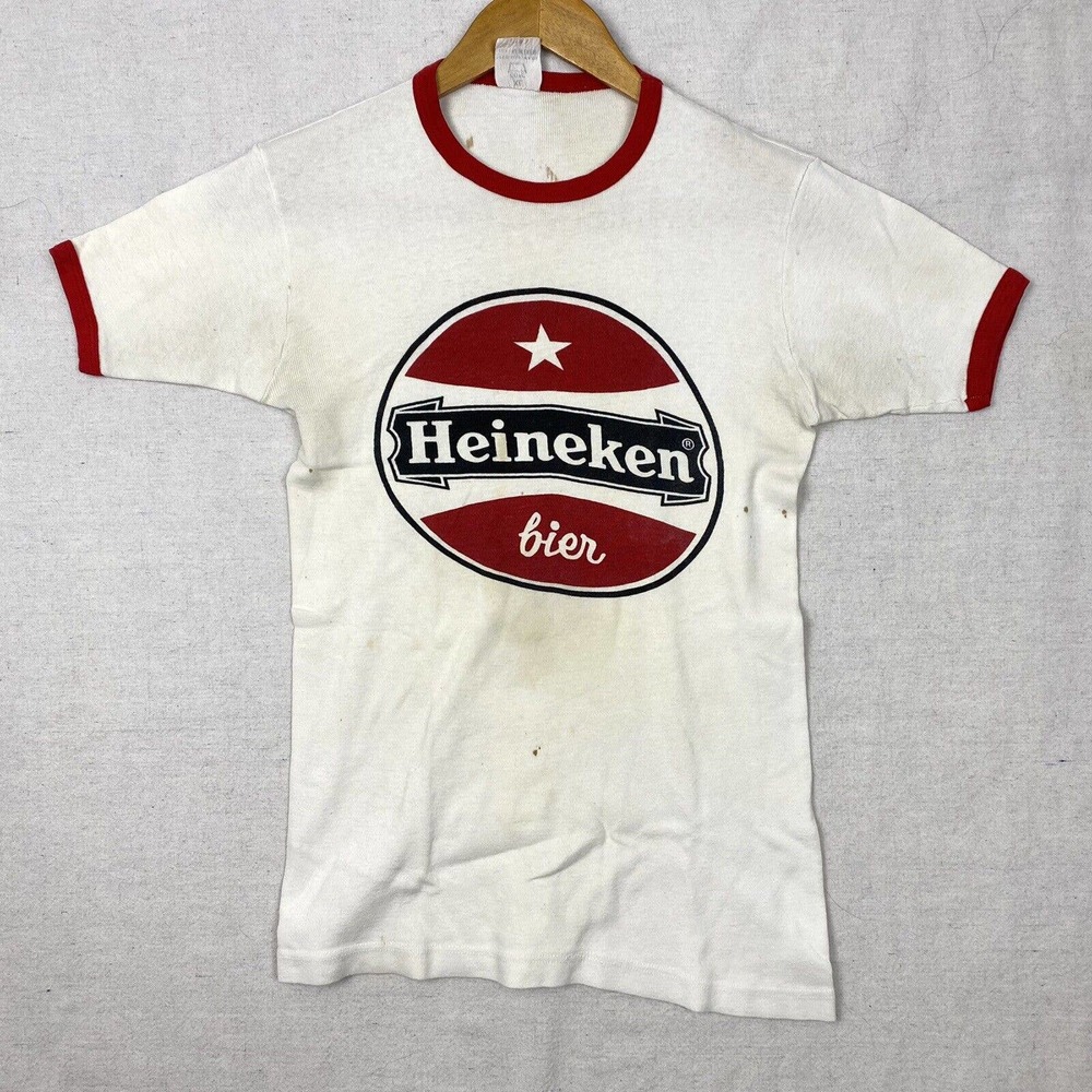 Heineken Vintage 60s 70s 'Ringer' T-Shirt XL Extra Lg Beer Collectible